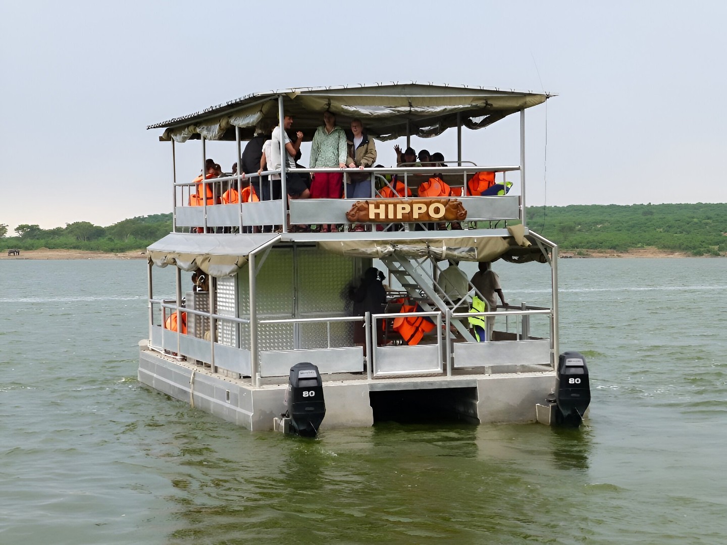 Travelers on a guided safari in Uganda.