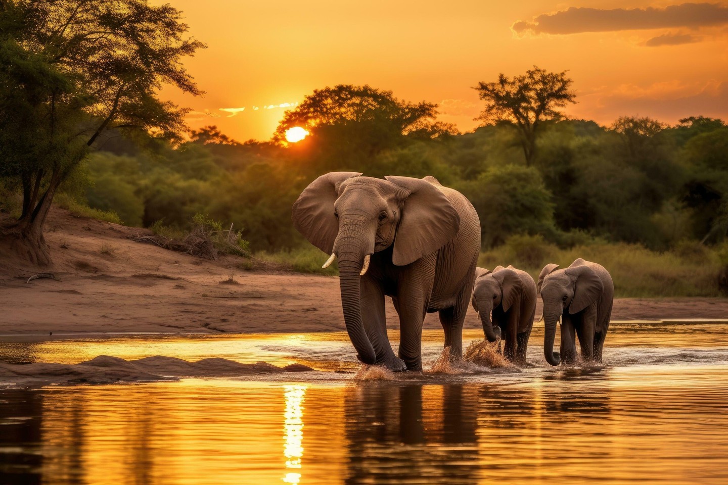 Savannah at sunrise in a Uganda national park.